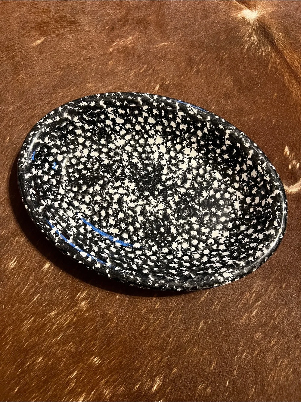 Black and White Speckled Ceramic Decorative Bowl